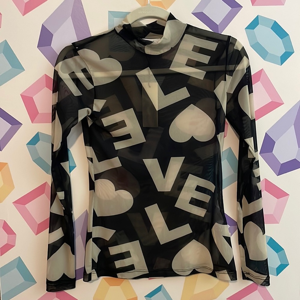 Never Fully Dressed Love Sheer Mockneck Top Small